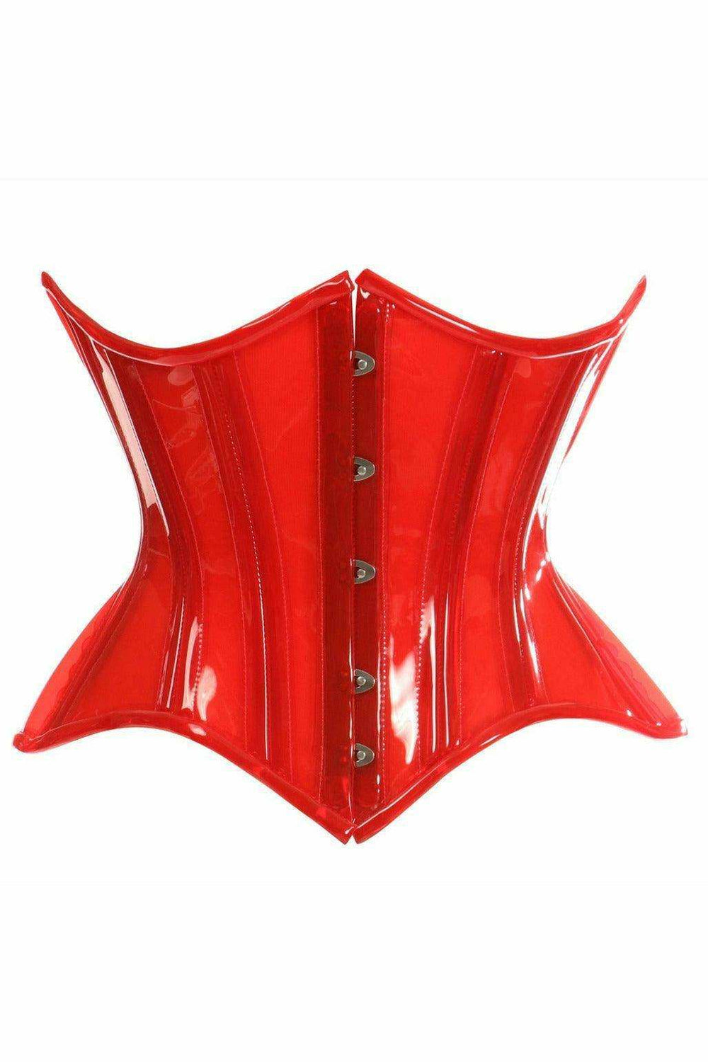 Lavish Red Clear Curvy Underbust Waist Cincher Corset - Daisy Corsets - Flyclothing LLC