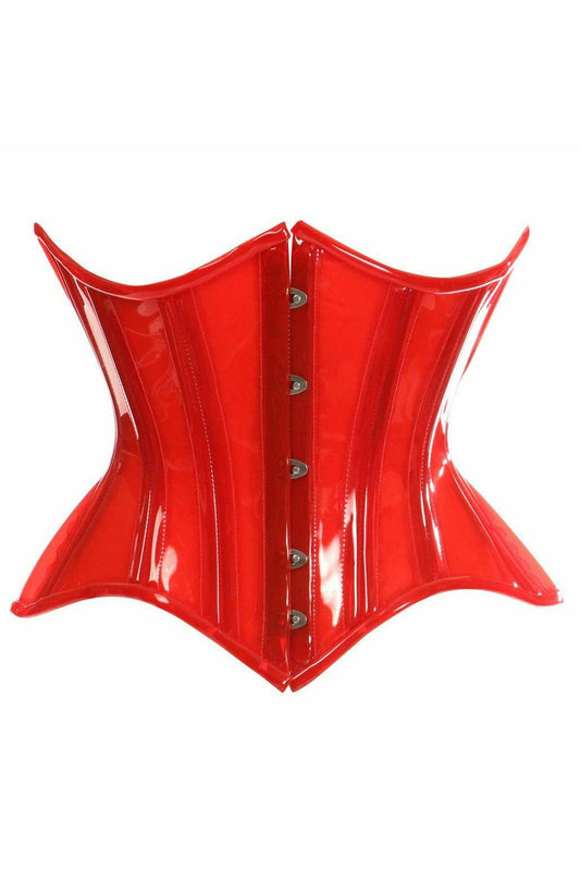 Lavish Red Clear Curvy Underbust Waist Cincher Corset - Flyclothing LLC