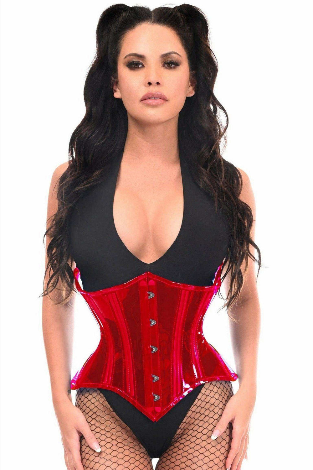 Daisy Corsets Lavish Red Clear Curvy Underbust Waist Cincher Corset - Daisy Corsets - Flyclothing LLC