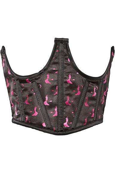 Lavish Black & Magenta Witches Satin Open Cup Waist Cincher - Daisy Corsets - Flyclothing LLC