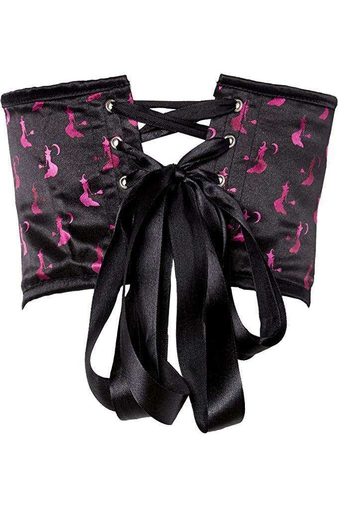 Lavish Black & Magenta Witches Satin Open Cup Waist Cincher - Daisy Corsets - Flyclothing LLC