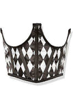 Lavish Black & White Diamond Satin Open Cup Waist Cincher - Daisy Corsets - Flyclothing LLC