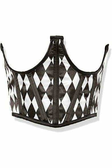 Daisy Corsets Lavish Black & White Diamond Satin Open Cup Waist Cincher - Daisy Corsets - Flyclothing LLC