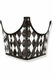 Daisy Corsets Lavish Black & White Diamond Satin Open Cup Waist Cincher - Daisy Corsets - Flyclothing LLC