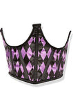 Lavish Black & Purple Diamond Satin Open Cup Waist Cincher - Daisy Corsets - Flyclothing LLC