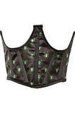 Lavish Black & Green Spiders Satin Open Cup Waist Cincher - Daisy Corsets - Flyclothing LLC