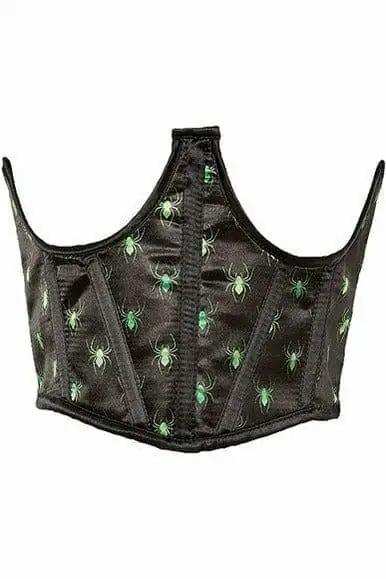 Daisy Corsets Lavish Black & Green Spiders Satin Open Cup Waist Cincher - Daisy Corsets - Flyclothing LLC