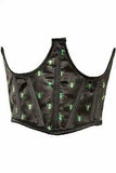 Daisy Corsets Lavish Black & Green Spiders Satin Open Cup Waist Cincher - Daisy Corsets - Flyclothing LLC