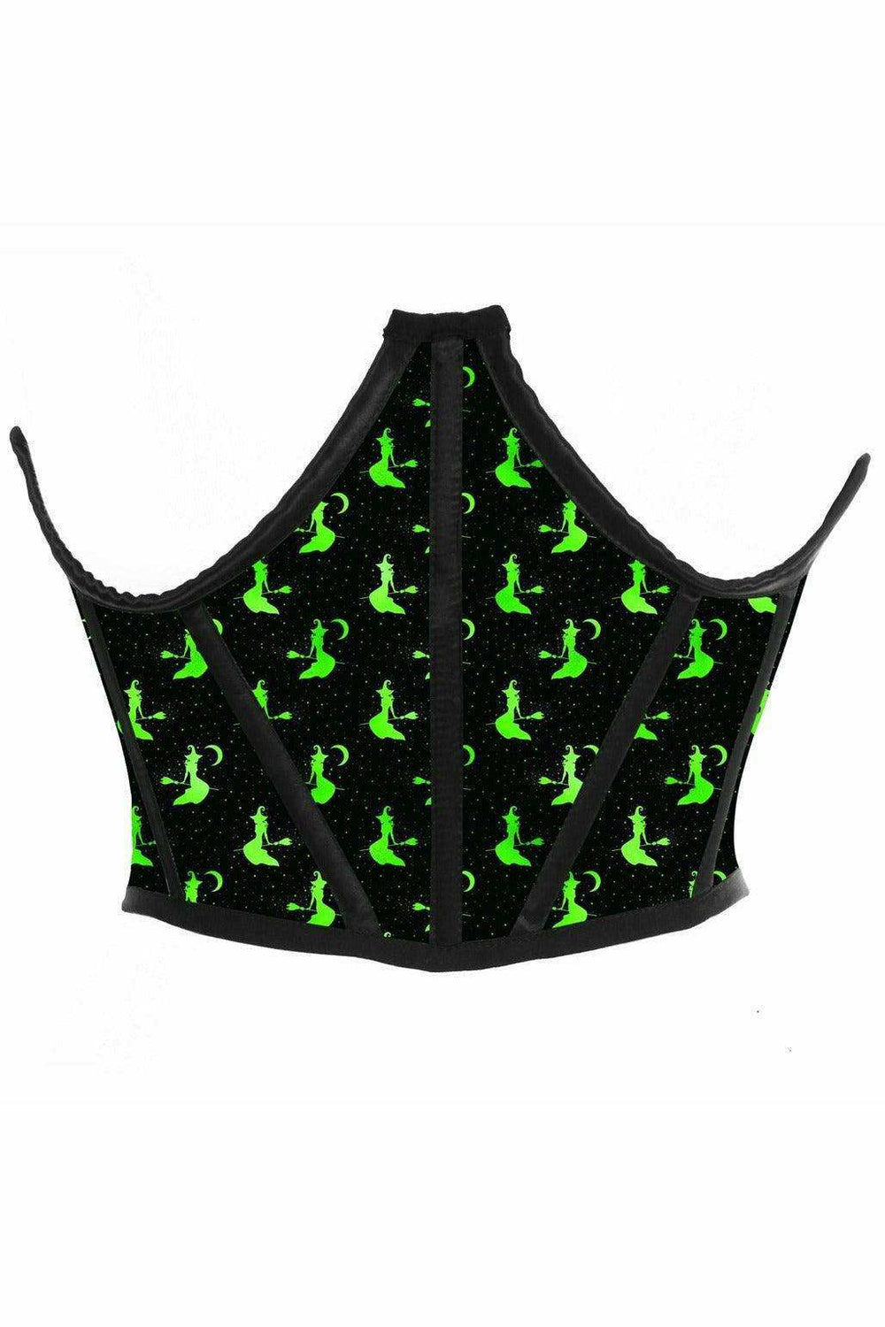 Lavish Black & Green Witches Satin Open Cup Waist Cincher - Daisy Corsets - Flyclothing LLC