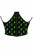 Lavish Black & Green Witches Satin Open Cup Waist Cincher - Daisy Corsets - Flyclothing LLC