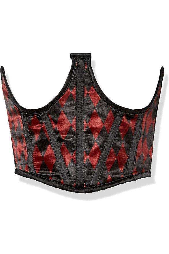 Lavish Black & Red Diamond Satin Open Cup Waist Cincher - Daisy Corsets - Flyclothing LLC