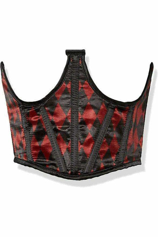 Daisy Corsets Lavish Black & Red Diamond Satin Open Cup Waist Cincher - Daisy Corsets - Flyclothing LLC