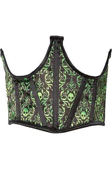 Lavish Green & Black Skull Satin Open Cup Waist Cincher - Daisy Corsets - Flyclothing LLC