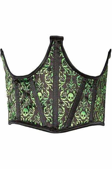 Daisy Corsets Lavish Green & Black Skull Satin Open Cup Waist Cincher - Daisy Corsets - Flyclothing LLC