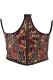 Lavish Orange & Black Skull Satin Open Cup Waist Cincher - Daisy Corsets - Flyclothing LLC