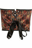Daisy Corsets Lavish Orange & Black Skull Satin Open Cup Waist Cincher - Daisy Corsets - Flyclothing LLC