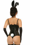 Lavish 4 PC Black Vinyl Bunny Corset Costume - Daisy Corsets - Flyclothing LLC