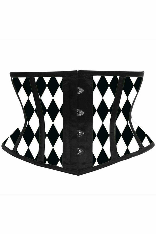 Daisy Corsets Lavish Black & White Diamond Waist Cincher Corset - Daisy Corsets - Flyclothing LLC
