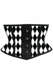 Daisy Corsets Lavish Black & White Diamond Waist Cincher Corset - Daisy Corsets - Flyclothing LLC
