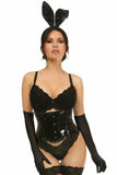 Lavish 4 PC Black PVC Bunny Corset Costume - Daisy Corsets - Flyclothing LLC