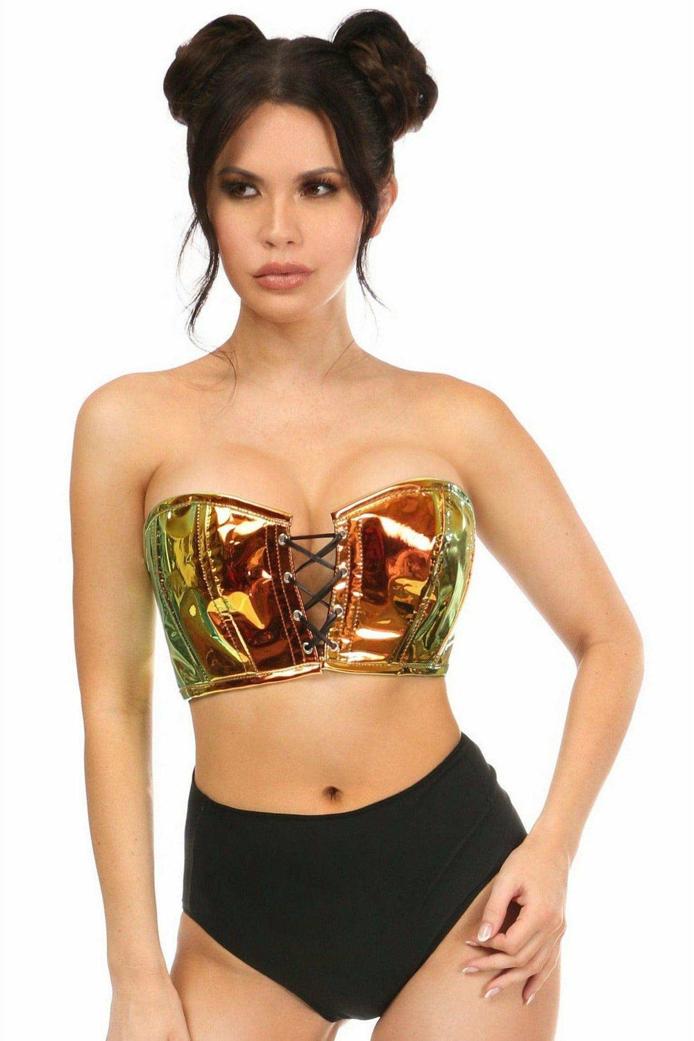 Daisy Corsets Lavish Sunset Holo Lace-Up Short Bustier Top - Daisy Corsets - Flyclothing LLC