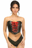 Lavish Black Faux Leather w/Red Lace-Up Bustier - Daisy Corsets - Flyclothing LLC