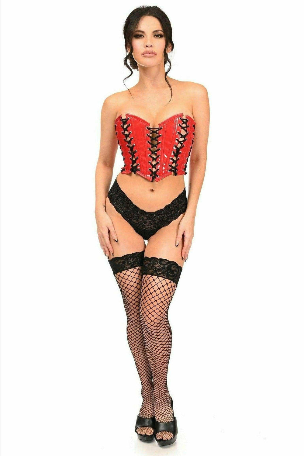 Daisy Corsets Lavish Red Patent w/Black Lacing Lace-Up Bustier - Daisy Corsets - Flyclothing LLC