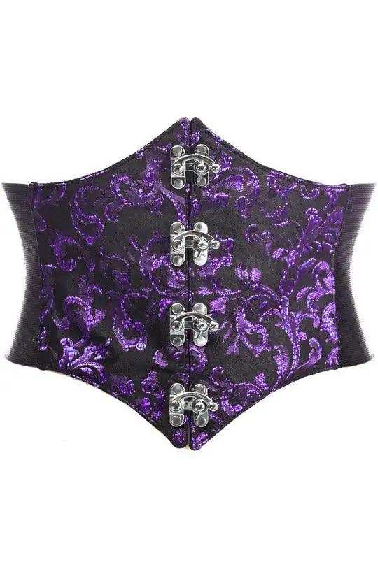 Daisy Corsets Lavish Black/Purple Swirl Brocade Corset Belt Cincher w/Clasps - Daisy Corsets - Flyclothing LLC