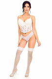 Lavish White Sheer Lace Underwire Waist Cincher Corset - Daisy Corsets - Flyclothing LLC