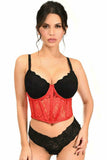 Lavish Red Sheer Lace Underwire Waist Cincher Corset - Daisy Corsets - Flyclothing LLC