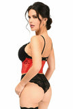 Lavish Red Sheer Lace Underwire Waist Cincher Corset - Daisy Corsets - Flyclothing LLC