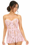 Lavish Lt Pink Sheer Lace Corset Dress - Daisy Corsets - Flyclothing LLC