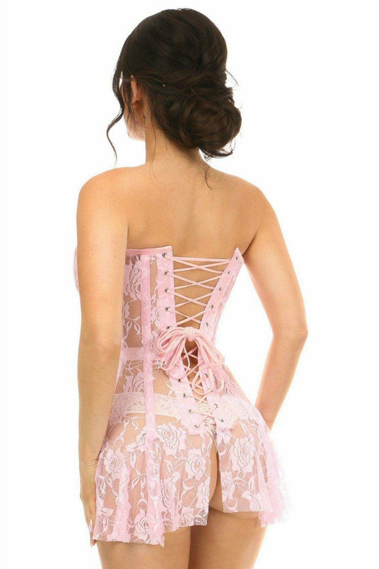 Daisy Corsets Lavish Lt Pink Sheer Lace Corset Dress - Daisy Corsets - Flyclothing LLC