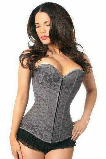 Daisy Corsets Lavish Dark Grey Lace Overbust Corset w/Zipper - Daisy Corsets - Flyclothing LLC