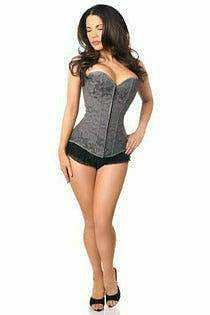 Daisy Corsets Lavish Dark Grey Lace Overbust Corset w/Zipper - Daisy Corsets - Flyclothing LLC