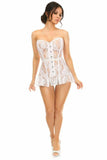 Lavish White Sheer Lace Corset Dress - Daisy Corsets - Flyclothing LLC
