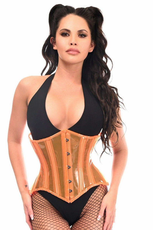 Daisy Corsets Lavish Orange Clear Curvy Underbust Waist Cincher Corset - Daisy Corsets - Flyclothing LLC