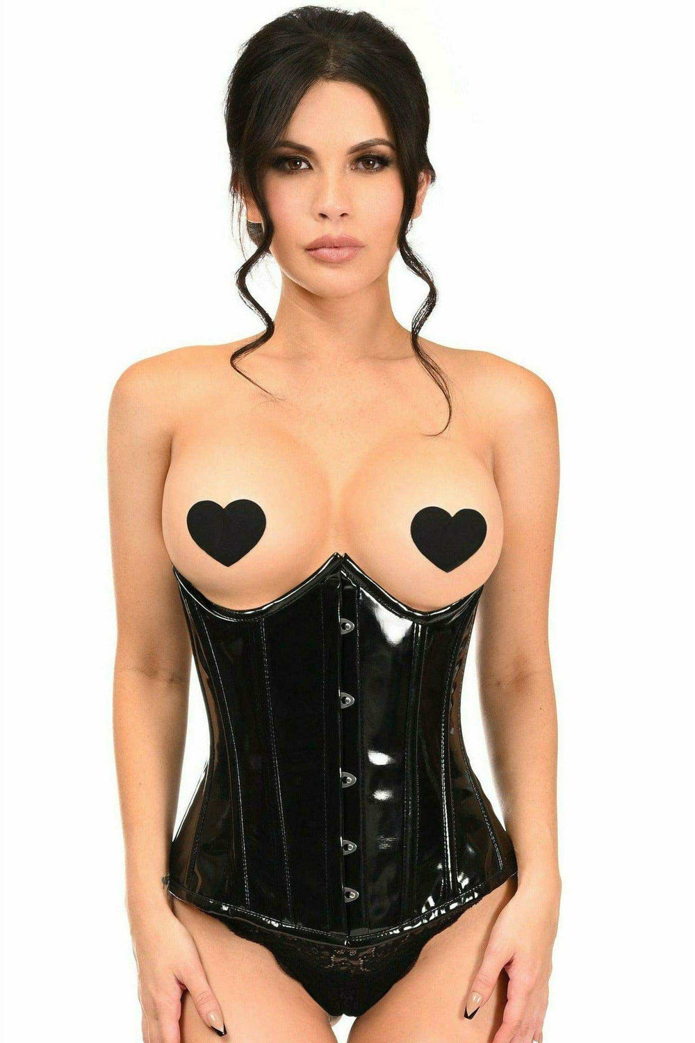 Daisy Corsets Lavish Black Patent PVC Underwire Underbust Corset - Daisy Corsets - Flyclothing LLC