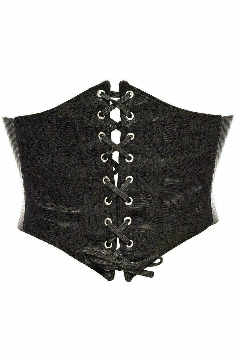 Lavish Black w/Black Lace Overlay Corset Belt Cincher - Daisy Corsets - Flyclothing LLC