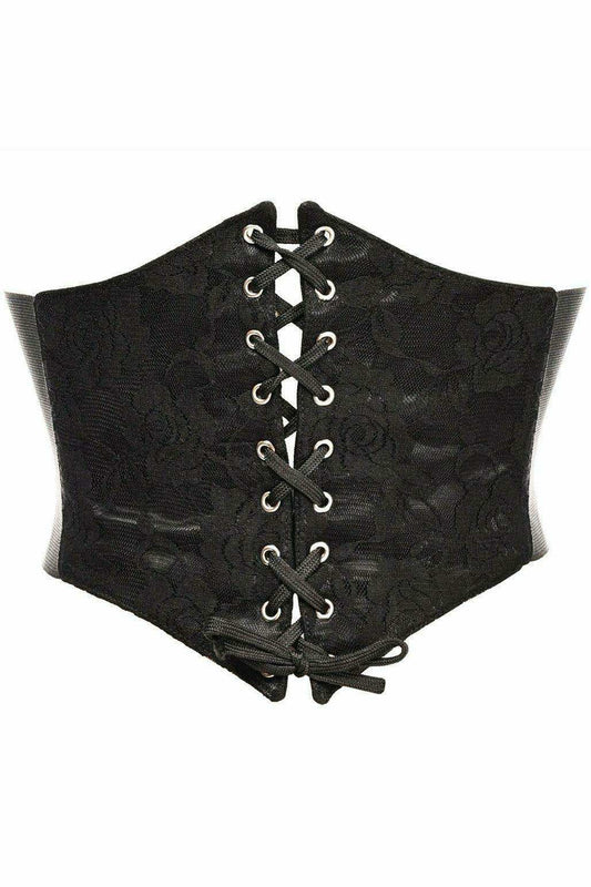 Lavish Black w/Black Lace Overlay Corset Belt Cincher - Daisy Corsets - Flyclothing LLC