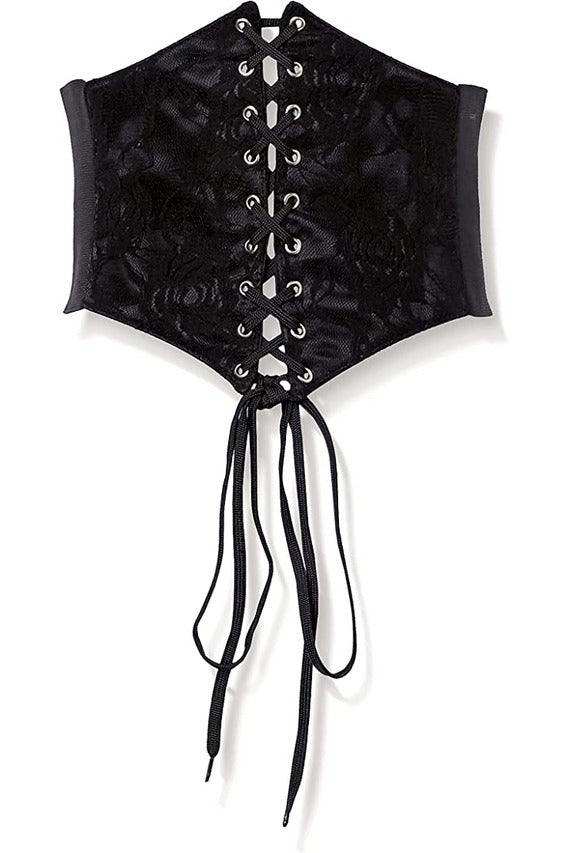 Daisy Corsets Lavish Black w/Black Lace Overlay Corset Belt Cincher - Daisy Corsets - Flyclothing LLC