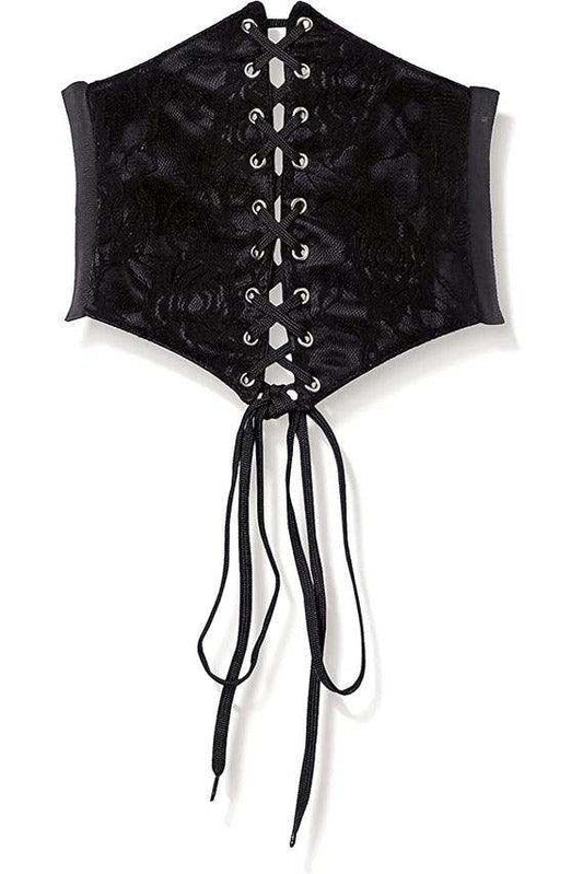 Daisy Corsets Lavish Black w/Black Lace Overlay Corset Belt Cincher - Daisy Corsets - Flyclothing LLC