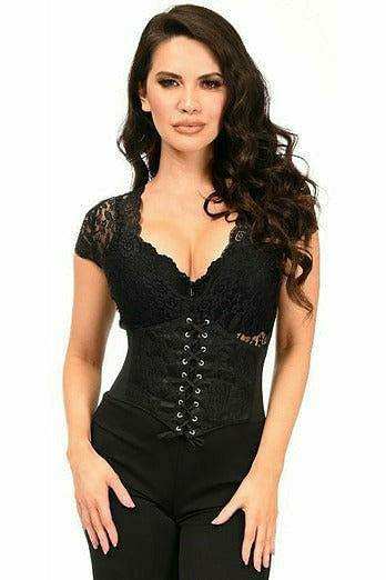 Daisy Corsets Lavish Black w/Black Lace Overlay Corset Belt Cincher - Daisy Corsets - Flyclothing LLC