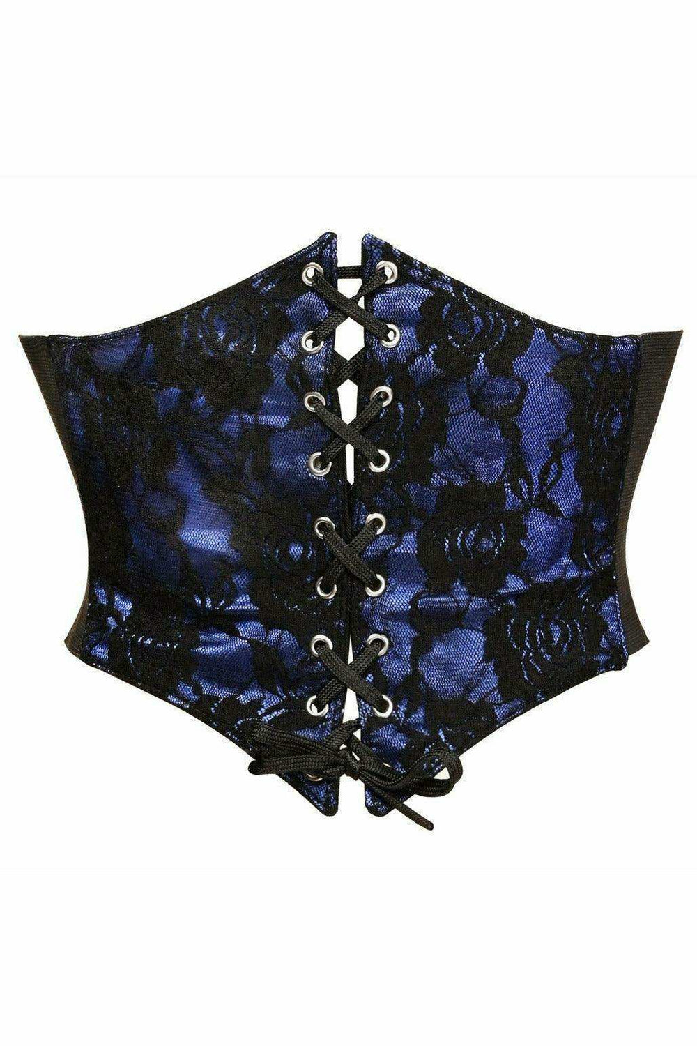 Lavish Blue w/Black Lace Overlay Corset Belt Cincher - Daisy Corsets - Flyclothing LLC