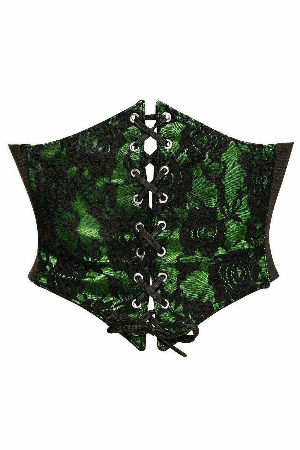 Lavish Green w/Black Lace Overlay Corset Belt Cincher - Daisy Corsets - Flyclothing LLC