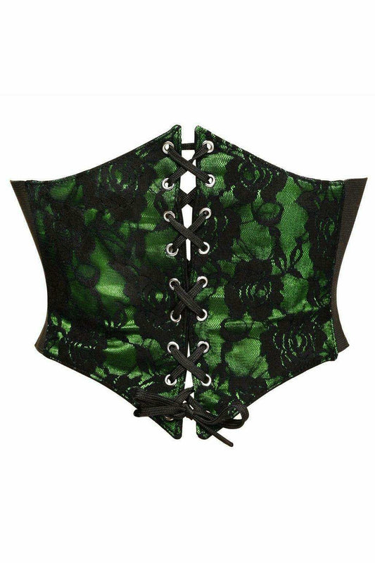 Lavish Green w/Black Lace Overlay Corset Belt Cincher - Daisy Corsets - Flyclothing LLC