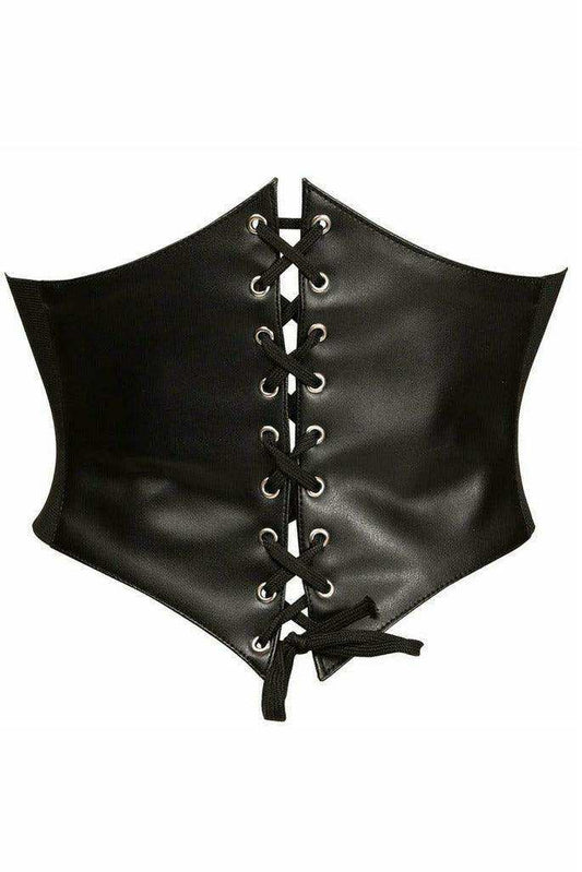 Lavish Black Faux Leather Corset Belt Cincher - Daisy Corsets - Flyclothing LLC