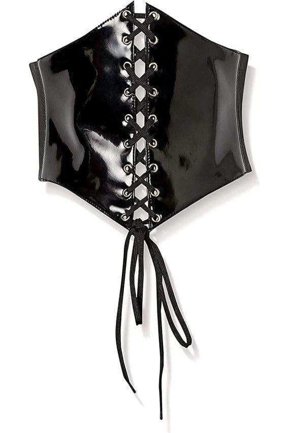 Daisy Corsets Lavish Black Patent PVC Corset Belt Cincher - Daisy Corsets - Flyclothing LLC