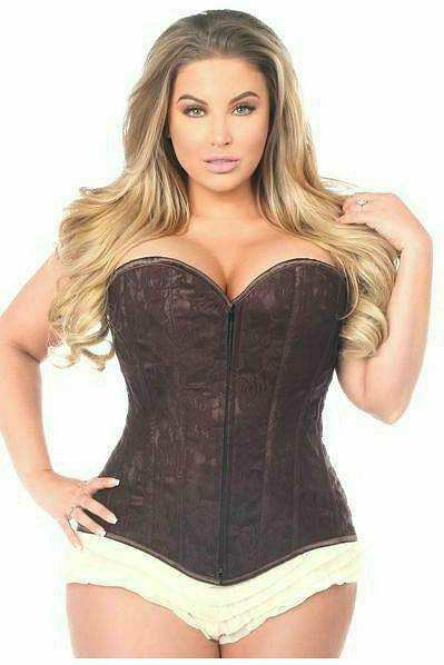 Daisy Corsets Lavish Dark Brown Lace Overbust Corset w/Zipper - Daisy Corsets - Flyclothing LLC