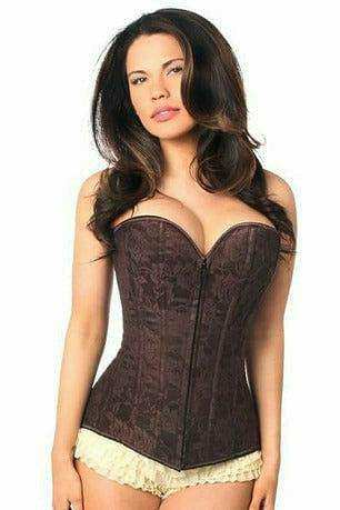Daisy Corsets Lavish Dark Brown Lace Overbust Corset w/Zipper - Daisy Corsets - Flyclothing LLC